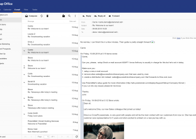 Preview of PolarisMail's webmail: GroupOffice - minimalist with an easy to use interface.