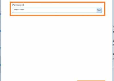 PolarisMail email setup example in Office 365 - Step 4 - fill in the existing password for your email address