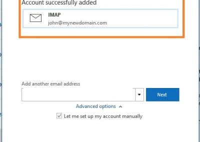 PolarisMail email setup example in Office 365 - Step 5 - setup completed