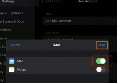 Apple Mail - Add Account - choose to sync your mail