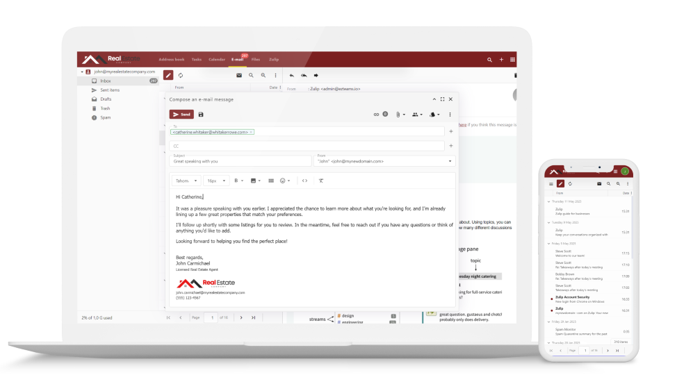 Webmail demo with custom branding for white label email hosting service - built for Resellers Webmail demo with custom branding for white label email hosting service - built for Resellers